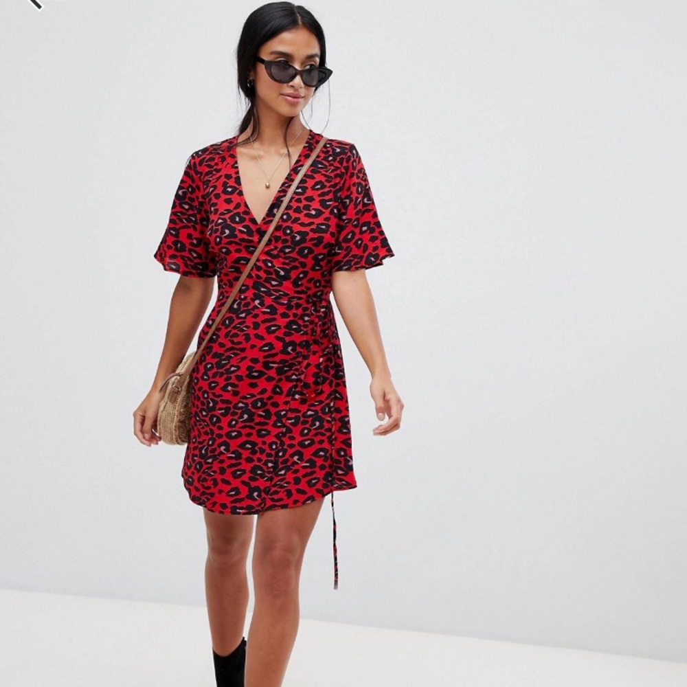 New Look petite animal wrap dress